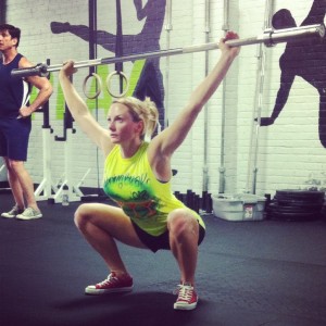 Amy P. warming up her snatch.